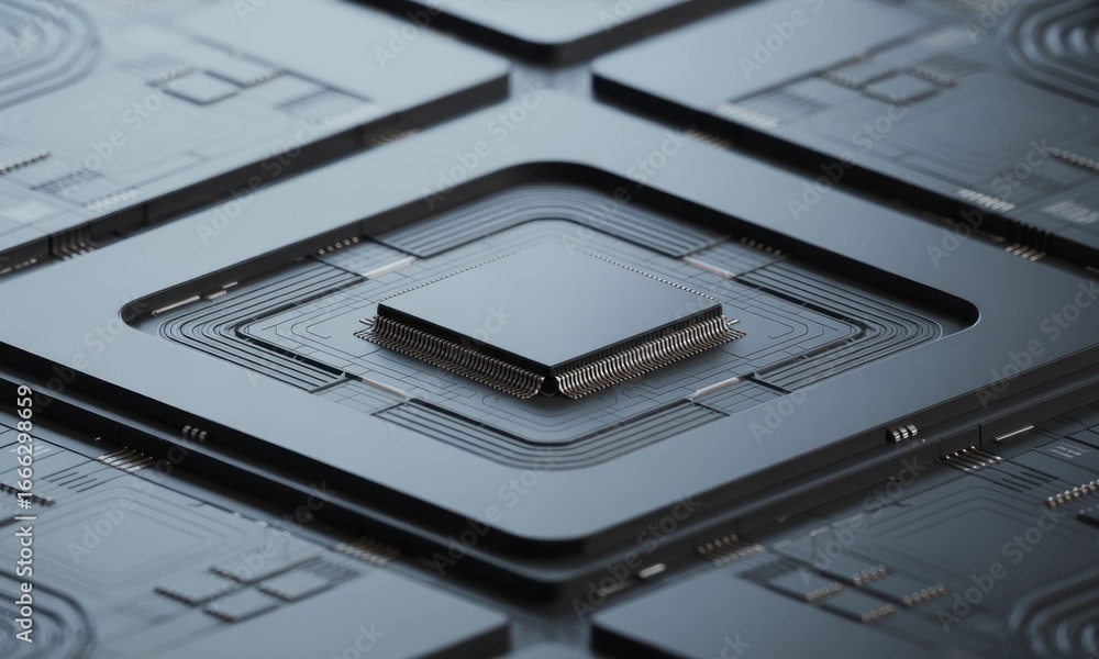 Poster close-up view of many computer chips
