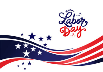 Labor Day Border, USA Background, Poster with Abstract waving American flag vector illustration, Patriotic template, United states of America