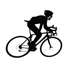 Fototapeta premium Cycling icon on white background, active lifestyle symbol. silhouettes showcase classic cycling styles from tandem rides cycling icon depicting a cyclist and a bicycle in a minimalist style.