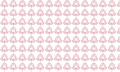 Repeating pattern of simple pink clover outlines on a white background shamrock floral