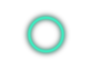 Bright neon green circle with a soft glow, isolated on transparent background