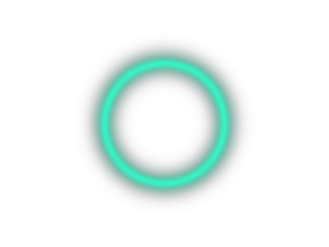 Bright neon green circle with a soft glow, isolated on transparent background