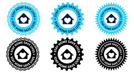 Stay Home Save Lives Badge Icon Heart House Safety Awareness Design