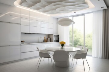 White kitchen room architecture furniture building.