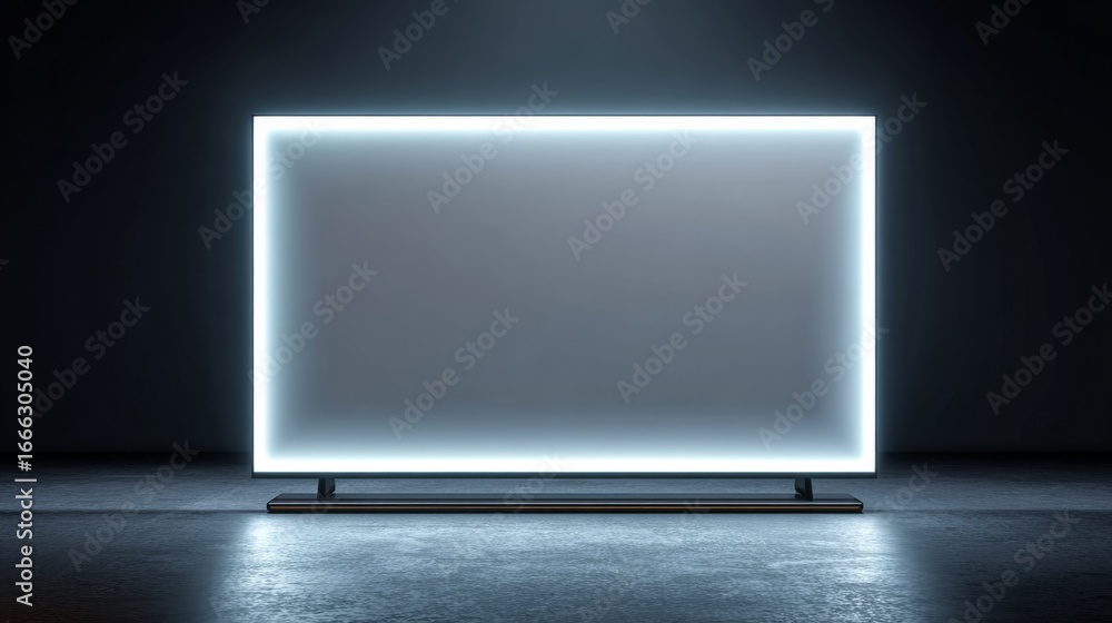 Poster large digital display mockup with smart tv design, ultra-thin frame, 3d rendering isolated on black 
