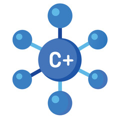 Vector art of c programming language icon representing software development and technology