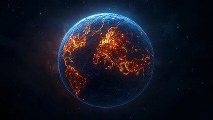 Obraz premium Stunning view of Earth from space showing city lights, perfect for global business concepts