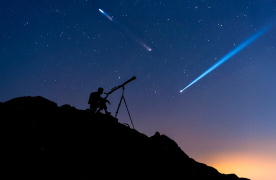 observing shooting stars in the sky