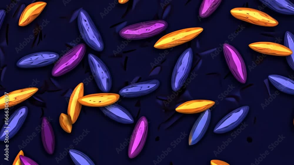 Poster colorful abstract pattern of elongated shapes on a dark background