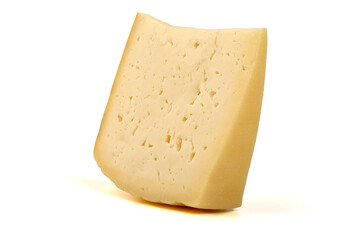 Cheese wedge, block of cheese, isolated on white background