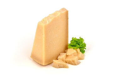 Parmesan Cheese Chunk, isolated on white background