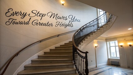 Obraz premium Inspirational Staircase with Motivational Quote in Elegant Interior