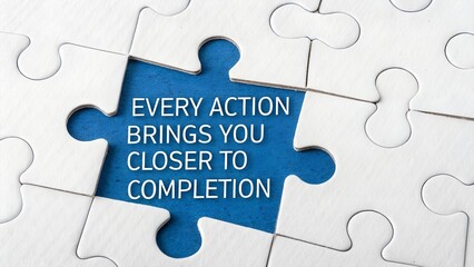 Fototapeta premium Motivational Puzzle Piece Showing Progress Toward Completion