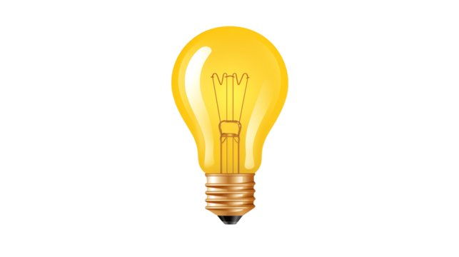 Glowing lightbulb represents innovative ideas and bright solutions for business creativity today on white and transparent Background - Powered by Adobe