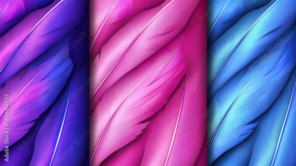 Poster colorful feather patterns with a smooth texture