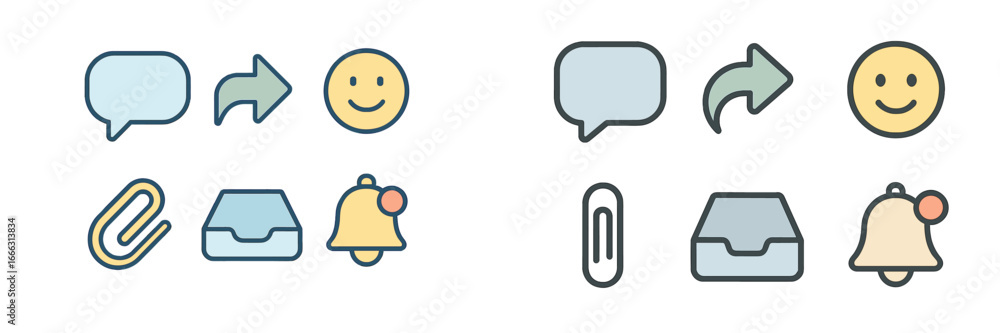 Poster modern vector icons representing communication and notifications