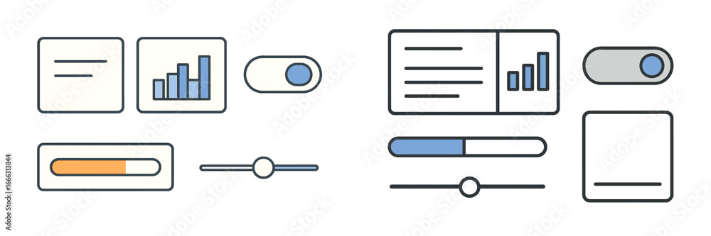 Poster vector illustration of user interface elements for data visualization