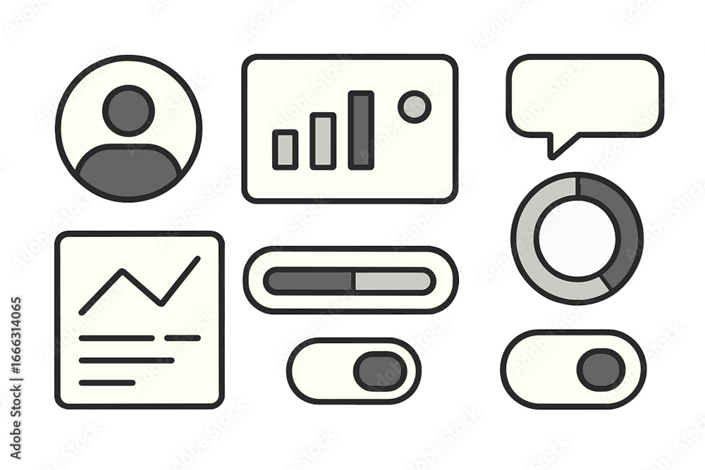 Aufkleber vector illustration of diverse data visualization elements for design