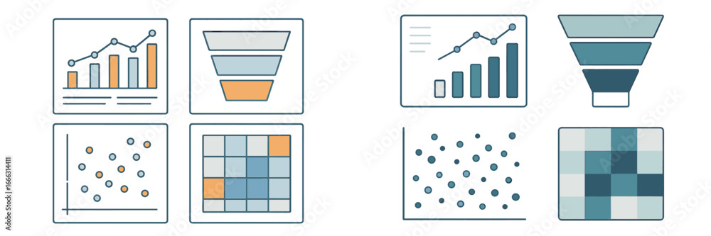 Poster vector illustration of data visualization elements for analytics