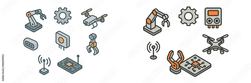 Poster vector illustration of modern technology and robotics in action