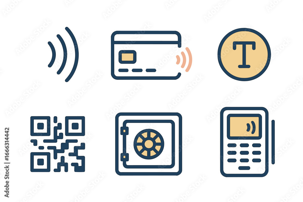 Poster modern digital security icons for financial transactions and data