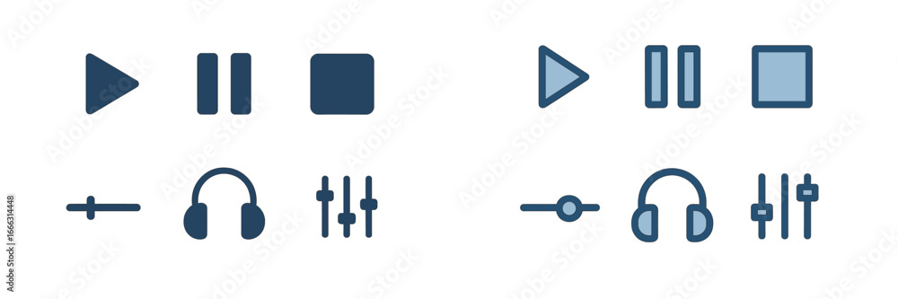 Poster vector illustration of audio control icons for user interface design