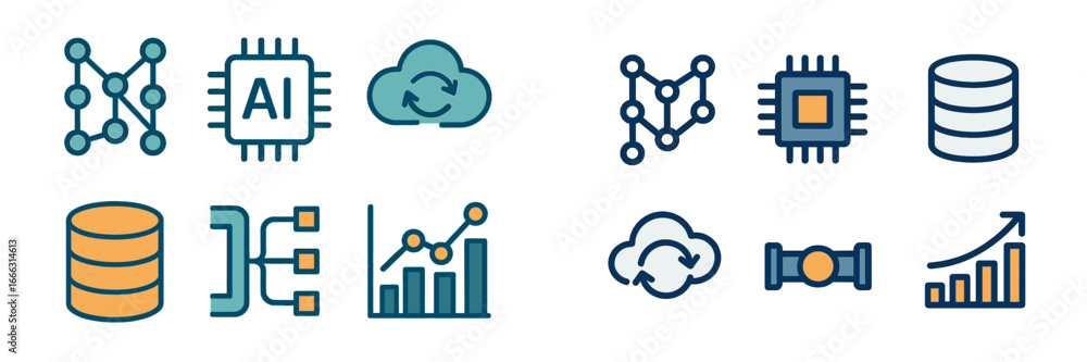 Aufkleber vector art highlighting modern tech and data concepts