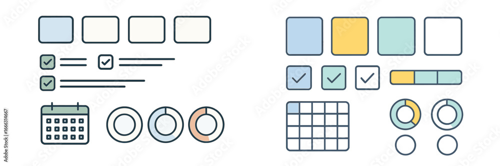 Aufkleber vector illustration of tasks and calendars for efficient planning