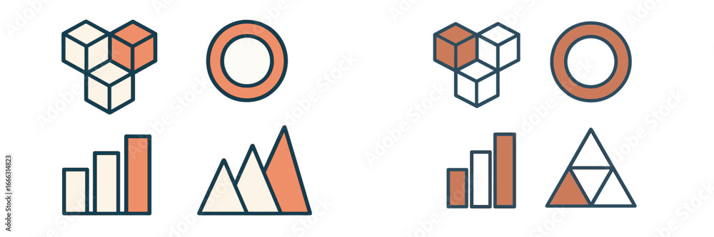 Poster geometric shapes and data visuals in vector design