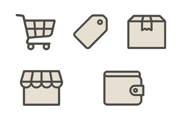 Vector illustration of shopping elements for online retail