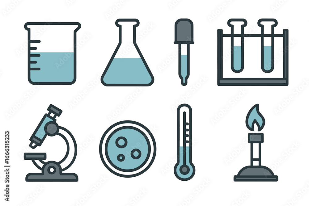 Poster lab equipment collection for basic science experiments
