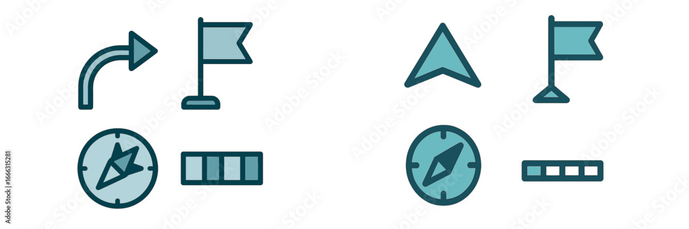 Poster colorful vector icons for navigation and location markers