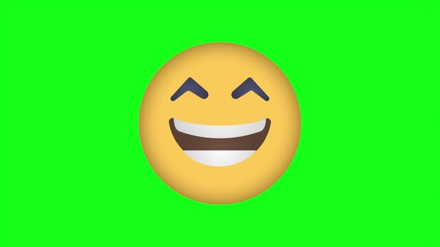 friendly face emoji 2d animation motion graphic, 4k green scren video