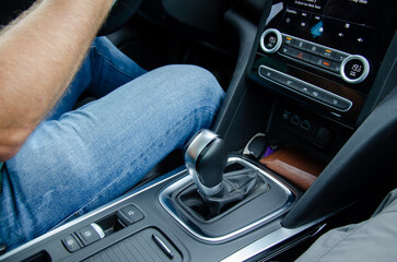 Interior of a Modern Car with an Automatic Gear Shift