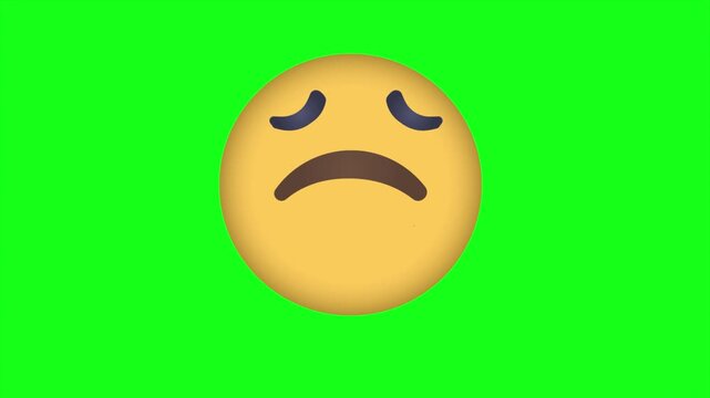 grim expression emoji 2d animation motion graphic, 4k green scren video