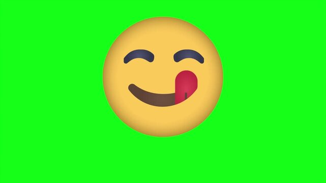 yummy face emoji 2d animation motion graphic, 4k green scren video
