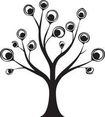 Abstract Halloween  tree design black and white vector illustration artwork