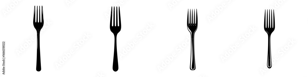 Poster various styles of forks displayed on a white background highlighting their design and structure
