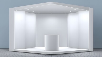 Modern 3D White Stand Booth Presentation Event Mockup