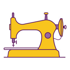 Vintage sewing machine silhouette vector illustration.
