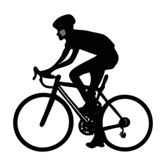 Cycling icon on white background, active lifestyle symbol. silhouettes showcase classic cycling styles from tandem rides cycling icon depicting a cyclist and a bicycle in a minimalist style.