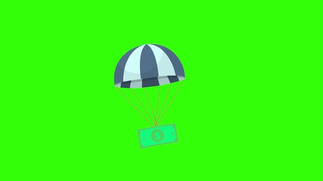 falling money motion graphic animation, 4K green screen video