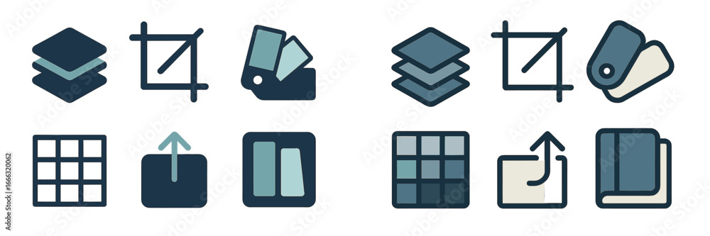 Poster vector collection of design and editing icons for digital projects