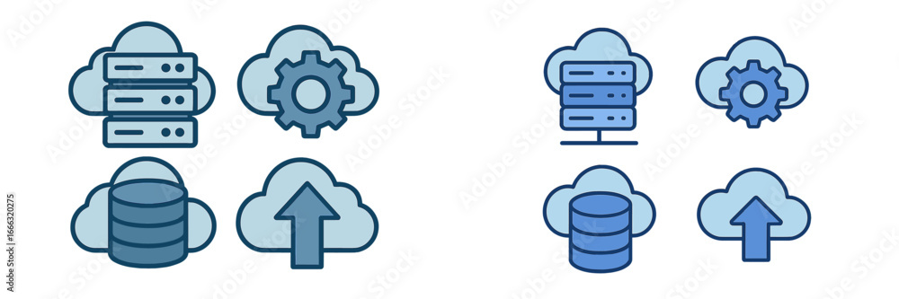Poster unique vector illustration of cloud computing icons in flat design