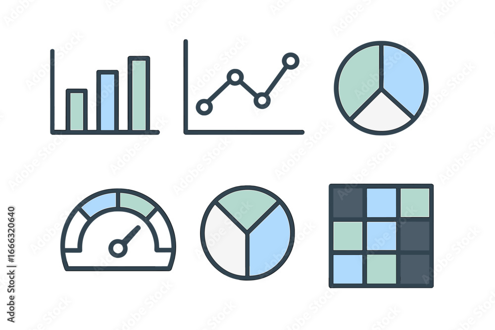 Poster visual representation of data analysis with charts and graphs