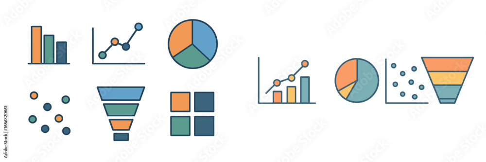 Poster Vector illustrations of data visuals and graphs