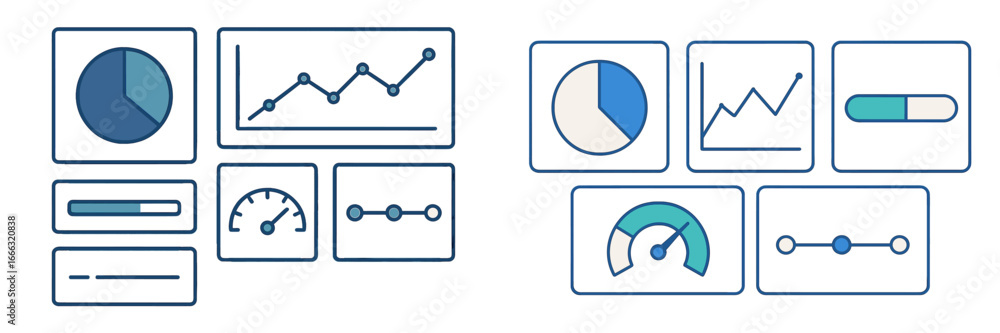 Poster data visualization elements showcasing various graphic representations
