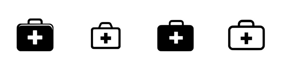 Obraz premium Medical kit icons in black and white illustrating various designs and styles suitable for healthcare illustrations