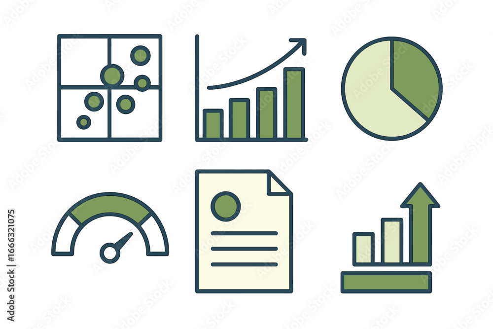 Poster vector illustration of various business data visualization elements