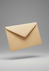 Beige Envelope Mockup:  Clean, Minimalist Design,  Floating, Studio Shot,  Neutral Background,  Corporate Branding,  Elegant Style.